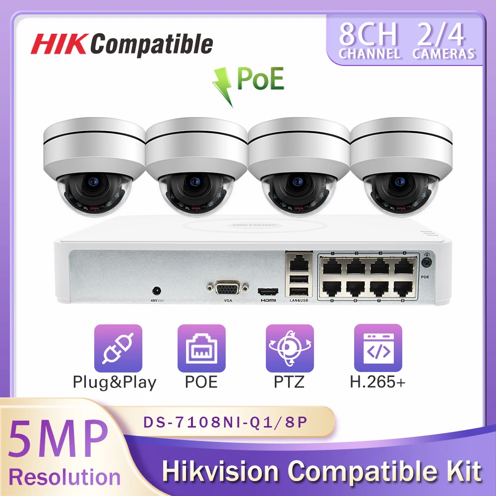 Hikvision Compatible PTZ IP Mini Dome Camera Kit 5MP 4X Optical Zoom IR50m NVR DS-7108NI-Q1/8P Remote View Video Surveillance
Hikvision Compatible PTZ IP Mini Dome Camera Kit 5MP 4X Optical Zoom IR50m NVR DS-7108NI-Q1/8P Remote View Video Surveillance