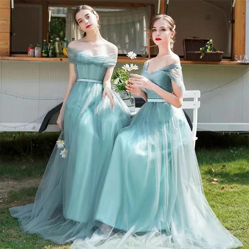 Bridesmaids Dresses Illusion Short V-Neck A-Line Tulle Pleat Off The Shoulder Floor-Lengh Luxury Women Wedding Party Gown E637
Bridesmaids Dresses Illusion Short V-Neck A-Line Tulle Pleat Off The Shoulder Floor-Lengh Luxury Women Wedding Party Gown E637