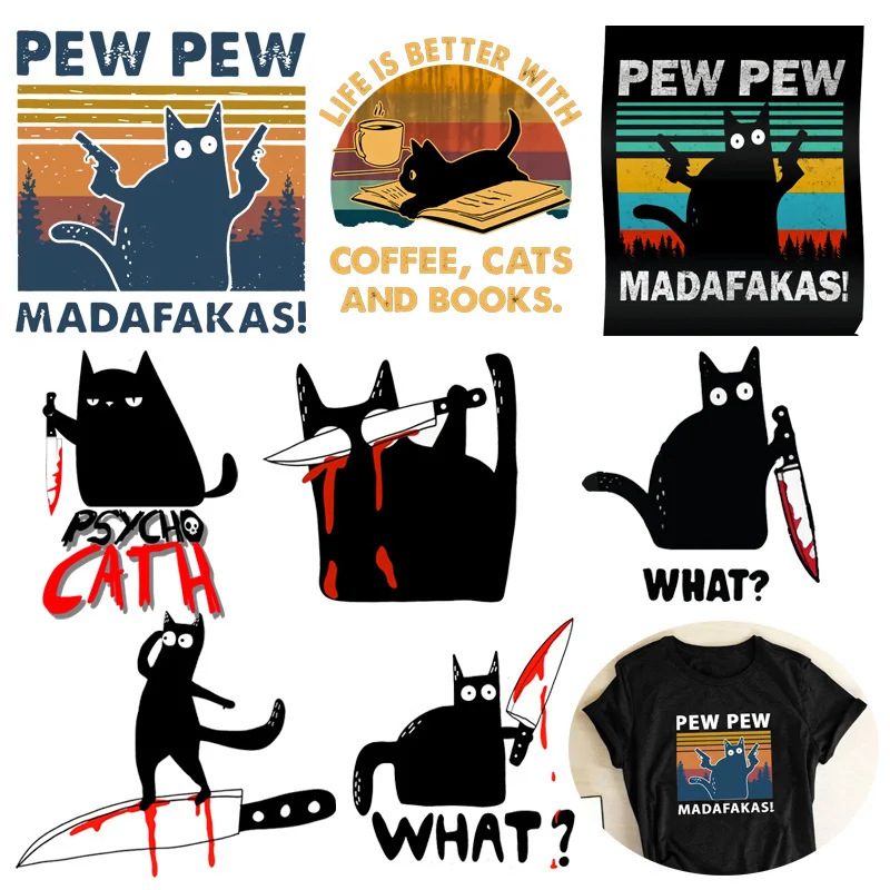 Interesting new cat Pew Pew Madafakas heat transfer T-shirt printing DIY iron on woman's shirt bag for children sticker
Interesting new cat Pew Pew Madafakas heat transfer T-shirt printing DIY iron on woman's shirt bag for children sticker