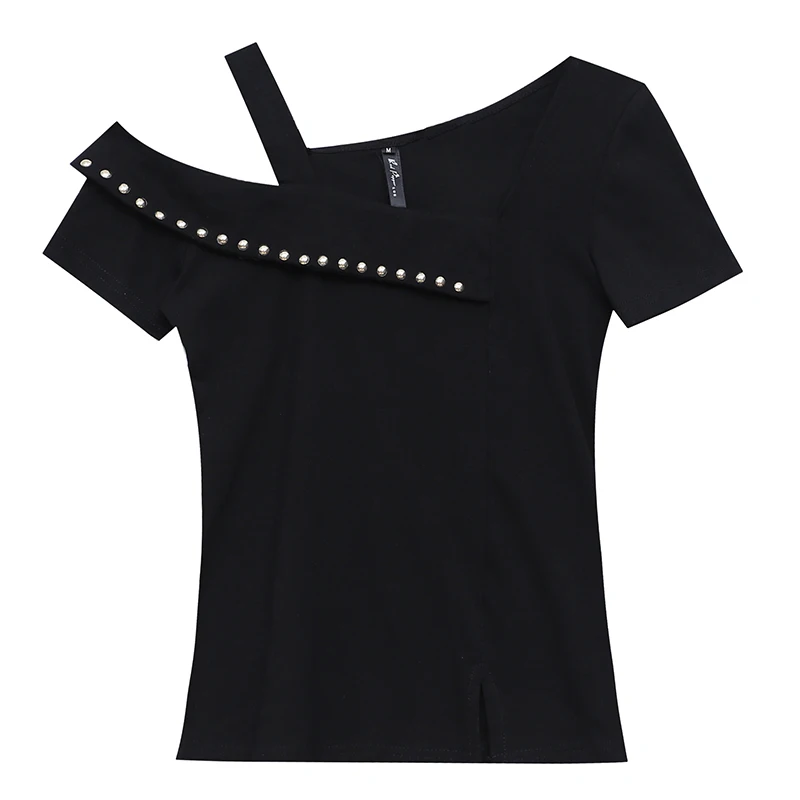 Rivet T Shirt Women Skew Collar Cotton T-Shirt Off The Shoulder Tops For Women Summer 2020 Tshirt Woman Clothes Tee Shirt Femme
Rivet T Shirt Women Skew Collar Cotton T-Shirt Off The Shoulder Tops For Women Summer 2020 Tshirt Woman Clothes Tee Shirt Femme