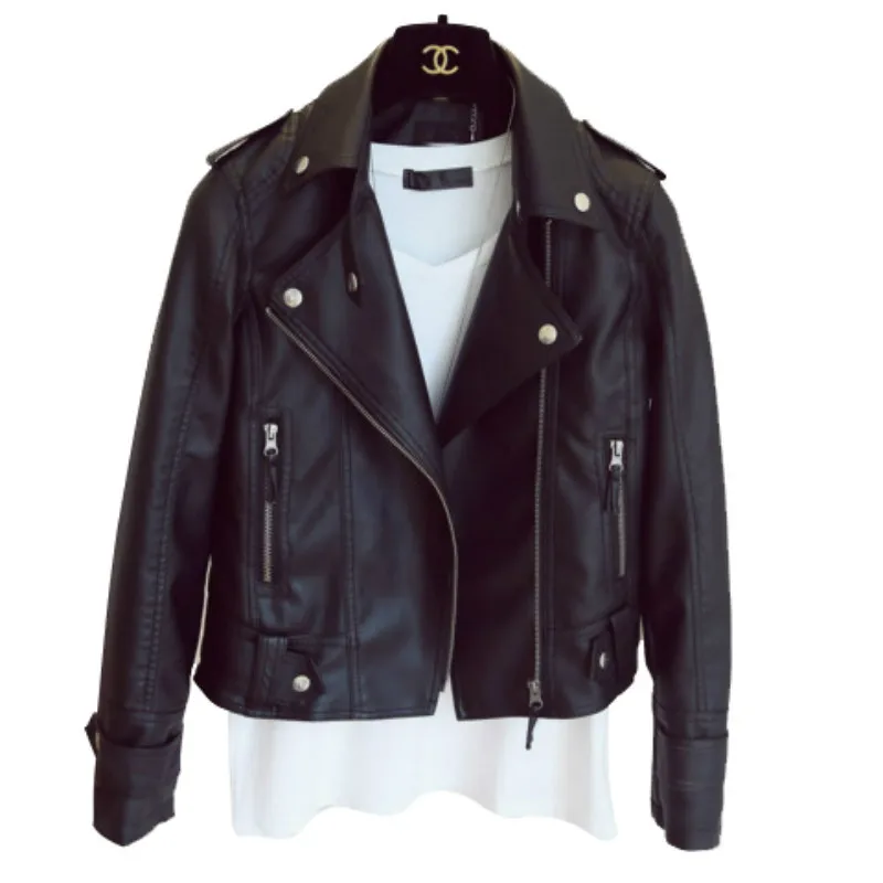 New Jacket Autumn Winter Pu Leather Jacket Faux Soft Leather Coat Slim Black Rivet Zipper Motorcycle Jackets Womens Biker
New Jacket Autumn Winter Pu Leather Jacket Faux Soft Leather Coat Slim Black Rivet Zipper Motorcycle Jackets Womens Biker