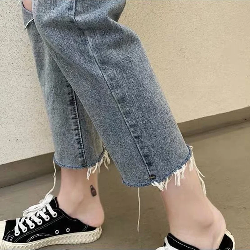 Women Jeans Leisure High Waist Ankle Length Trousers Korean Style Straight Trendy Fur-lined Design Hole Retro Slim Streetwear BF
Women Jeans Leisure High Waist Ankle Length Trousers Korean Style Straight Trendy Fur-lined Design Hole Retro Slim Streetwear BF