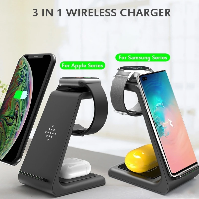 Беспроводное зарядное устройство 3 в 1 для iPhone 11 Samsung Note 10 + 9 8 S10e S10 S9 S8 Plus Qi Вт