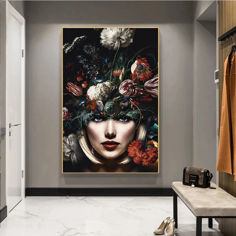 Scandinavian Canvas Painting for Living Room HD Woman with Flowers on Head Poster Tableau Art Moderne Decorative Paintings
Scandinavian Canvas Painting for Living Room HD Woman with Flowers on Head Poster Tableau Art Moderne Decorative Paintings