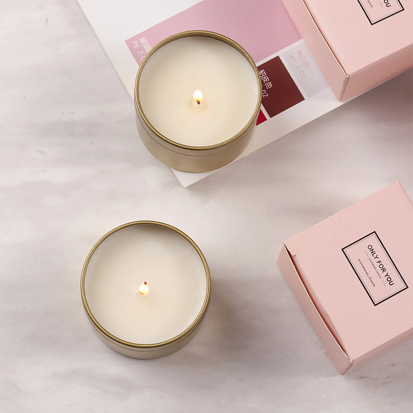 Soy Wax Scented Tin Candle, Portable Aromatherapy Candles for Travel, Wedding Gift and Festival Decorations 
Soy Wax Scented Tin Candle, Portable Aromatherapy Candles for Travel, Wedding Gift and Festival Decorations