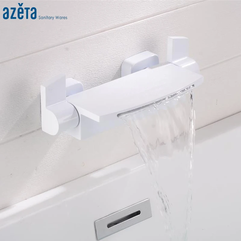 Смеситель для ванны с водопадом Azeta белый латунный настенный смеситель двойной