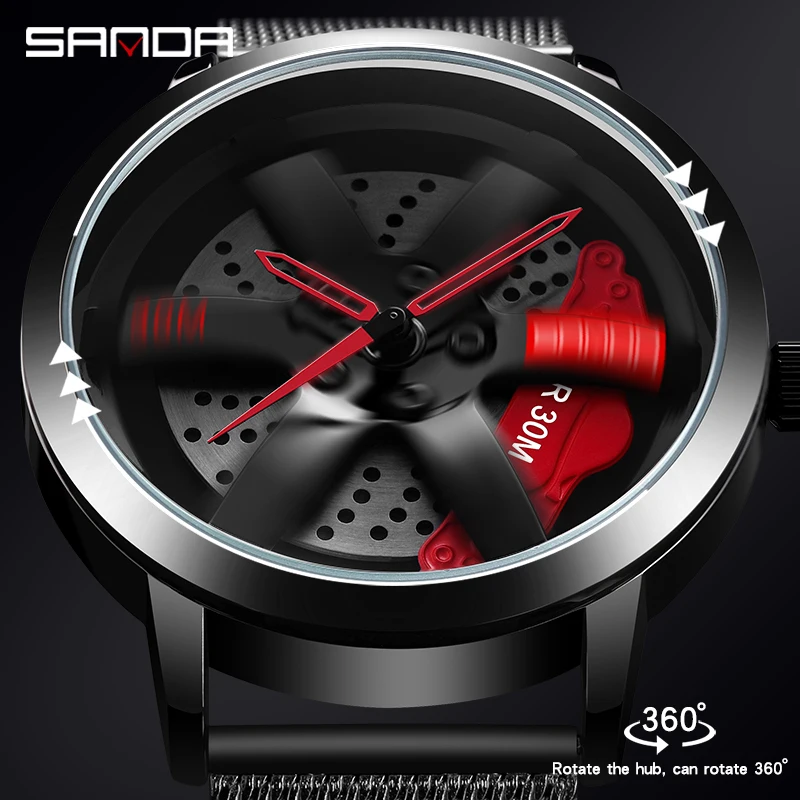 SANDA Quartz Watch Men Creative 3D Hollow Car Wheel Dial Mesh Steel Strap Waterproof Sport Watches Cool Male Relogio Masculine
SANDA Quartz Watch Men Creative 3D Hollow Car Wheel Dial Mesh Steel Strap Waterproof Sport Watches Cool Male Relogio Masculine