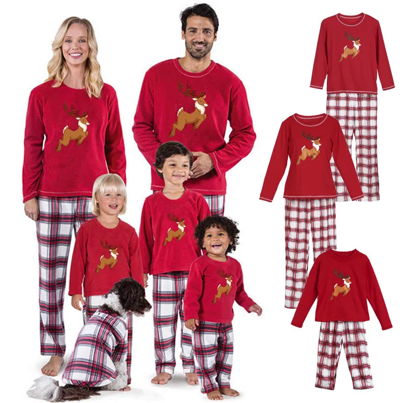 

LILIGIRL Family Christmas Matching Outfit Christmas Deer Pajamas Set Xmas Sleepwear Daddy Mommy and Me Nightwear Family Look