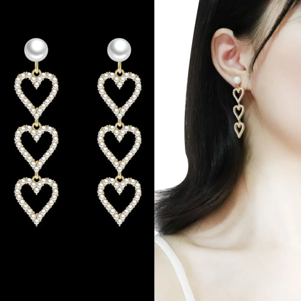Love Heart Earrings For Women Gold Color Heart-shaped Tassel Pearl Drop Earring Female Fine Fashion Jewelry Ear Cuffs Ear Stud
Love Heart Earrings For Women Gold Color Heart-shaped Tassel Pearl Drop Earring Female Fine Fashion Jewelry Ear Cuffs Ear Stud