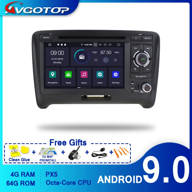AVGOTOP 2 + 16 ГБ/4 64 ГБ Android 9 Bluetooth GPS Автомобильный плеер мультимедиа для AUDI TT 2006