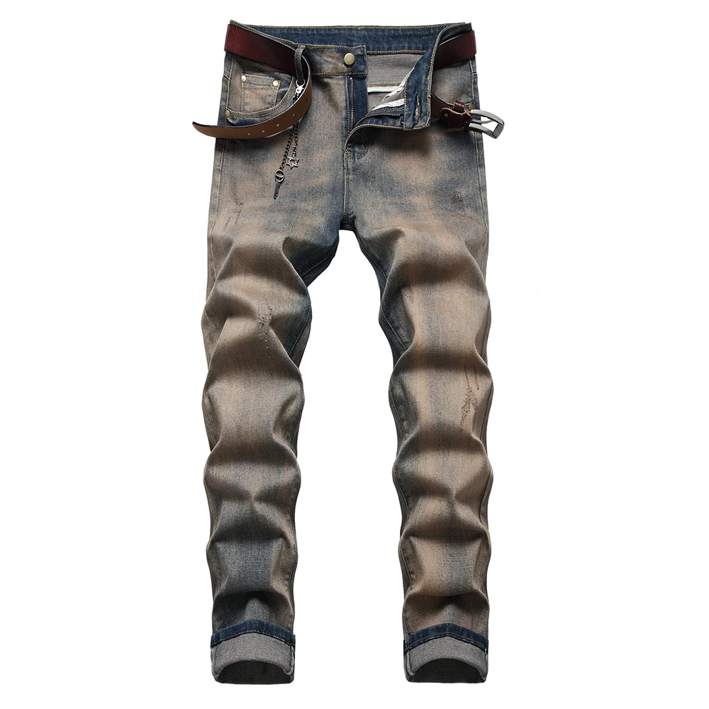 Men's Vintage Stretch Denim Slim Straight Jeans with Chain Fashion Blue Pants Trousers
Men's Vintage Stretch Denim Slim Straight Jeans with Chain Fashion Blue Pants Trousers