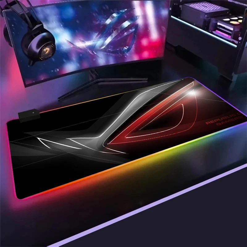 

Игровой коврик для мыши Asus 2021 RGB, игровой коврик с RGB светодиодной подсветкой, украшение для геймера, крутой светящийся коврик для клавиатуры...