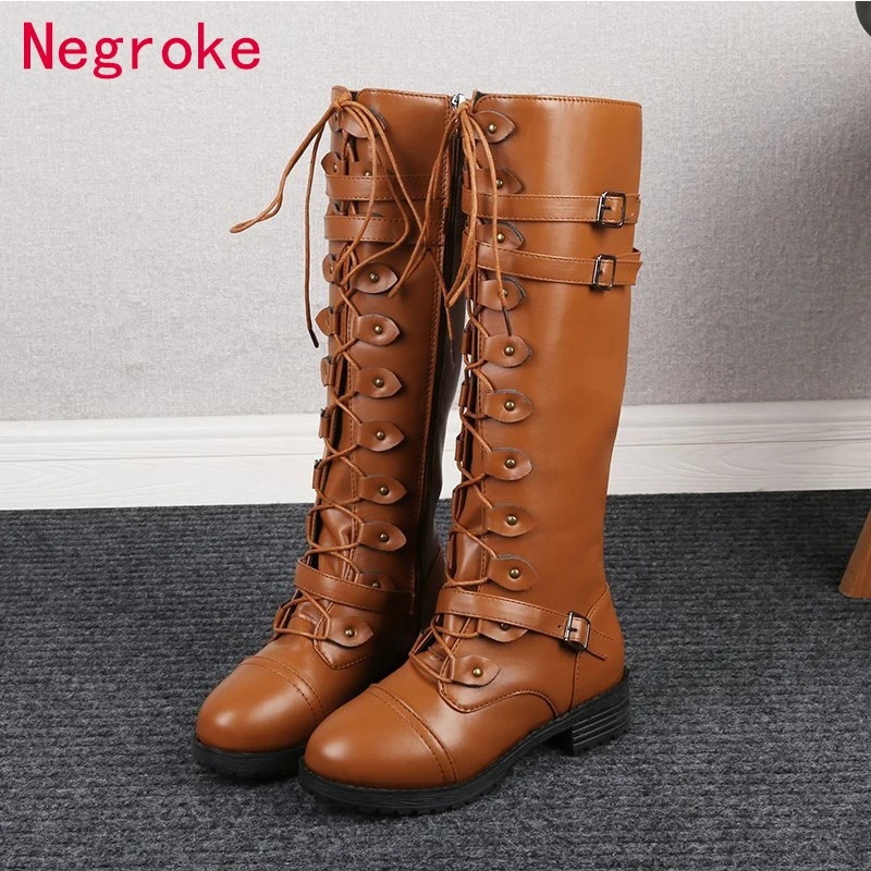 Brand New Fashion Women Cross Strap PU Leather Women Boots Autumn Winter Knee High Boots Ladies Thick Sole Platform Botas Mujer
Brand New Fashion Women Cross Strap PU Leather Women Boots Autumn Winter Knee High Boots Ladies Thick Sole Platform Botas Mujer