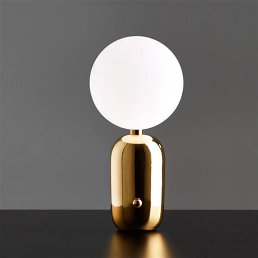 

ffice Decorative Vertical Lamp Nordic Modern Glass Ball Metal Matte Table Lamp For Bedroom Bedside Living Room Table Desk O