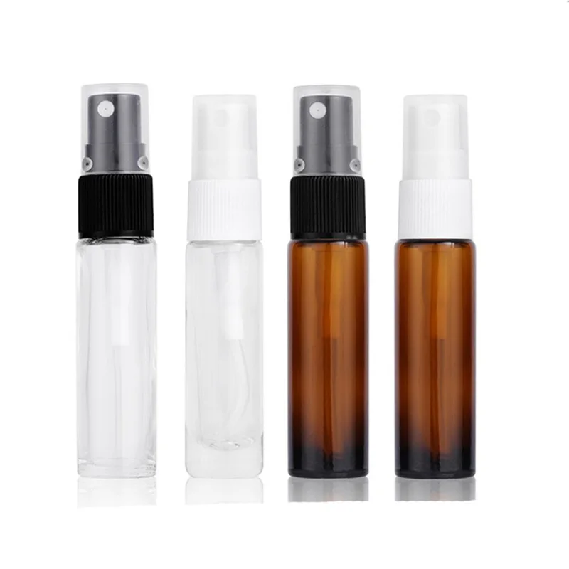 

200 x 10ml Amber Refillable Glass Sprayer Bottle 1/3oz empty Transparent Perfume Atomizer Fragrance parfum Vials