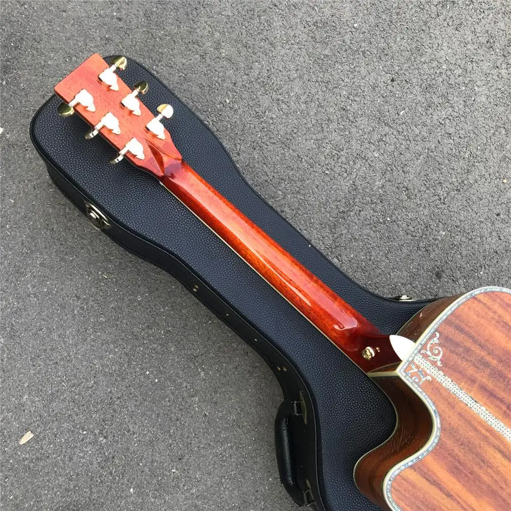 Factory Cutaway 41 Inch Koa Wood Acoustic guitar,Ebony Fingerboard Abalone Inlays D Style Solid Koa Guitar
Factory Cutaway 41 Inch Koa Wood Acoustic guitar,Ebony Fingerboard Abalone Inlays D Style Solid Koa Guitar