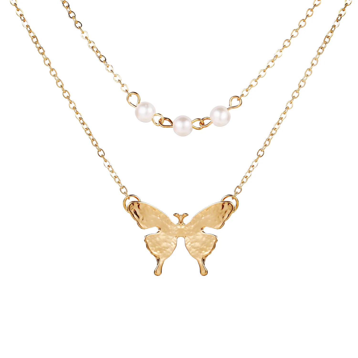 Fashion double round bead butterfly pendant necklace hip hop retro wild clavicle chain hot sale
Fashion double round bead butterfly pendant necklace hip hop retro wild clavicle chain hot sale