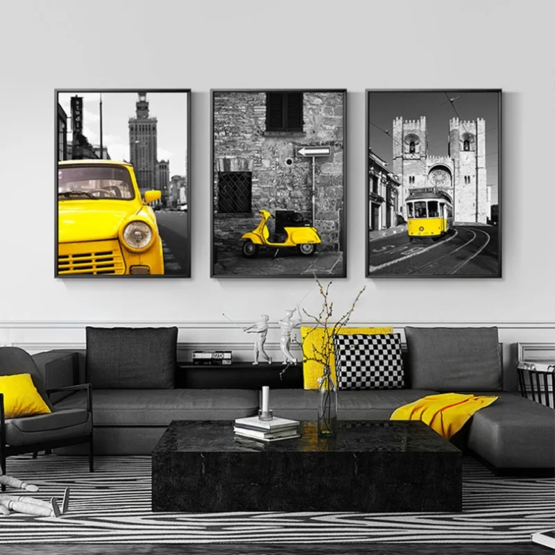 Nordic Fashion Trendy Decorative Posters Canvas Paintings Yellow Cars And Black And White Cities Landscapes Wall Art Picture
Nordic Fashion Trendy Decorative Posters Canvas Paintings Yellow Cars And Black And White Cities Landscapes Wall Art Picture