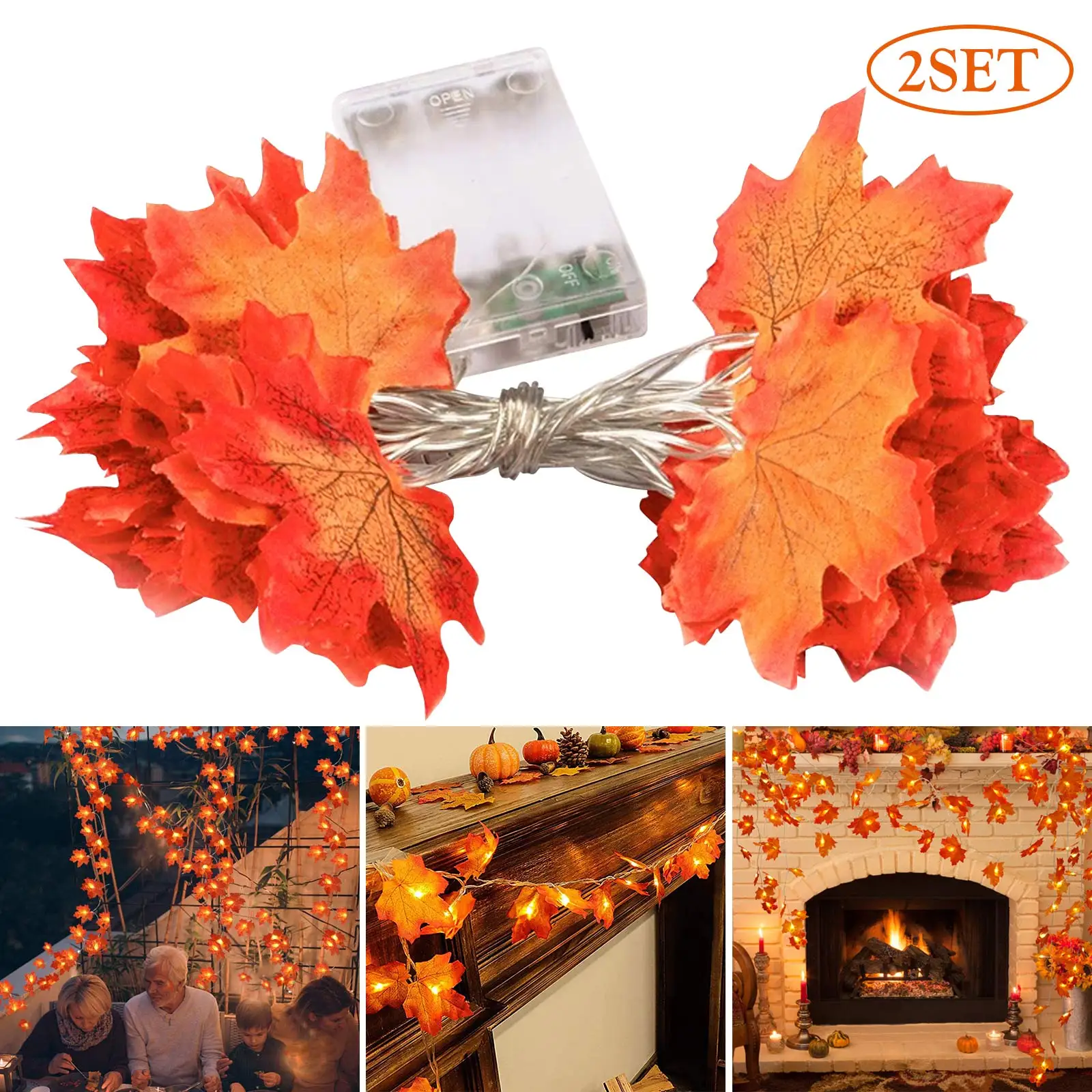2 шт., светодиодная гирлянда с кленовыми листьями
2 шт., светодиодная гирлянда с кленовыми листьями