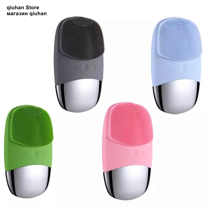 Facial Massager Electric Cleansing Brush 2 in 1 Silicone Facial Brush Sonic Cleanser Facial Skin Care Ultrasonic Deep Pore Clean