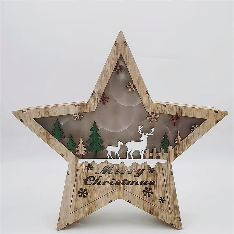

Рождественское украшение, 31 см светящаяся деревянная пятиконечная звезда, новогодняя домашняя настенная подвеска, Подвесные Украшения для...