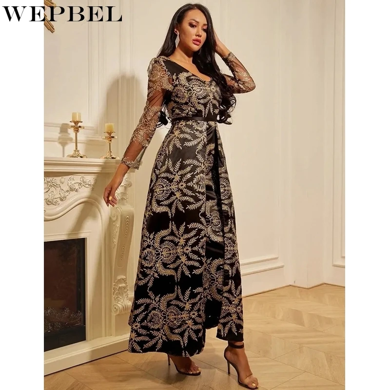 WEPBEL Elegant Mesh Dress Women's Sequined Slim High Waist Dress Autumn See-through Long Sleeve V-neck Party Formal Dress
WEPBEL Elegant Mesh Dress Women's Sequined Slim High Waist Dress Autumn See-through Long Sleeve V-neck Party Formal Dress