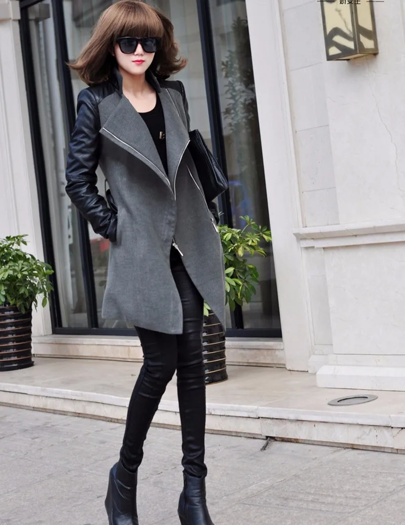 Winter and Autumn Fashion Women's Coat Patchwork Women's Long Wool Pu Leather Sleeve Jacket Coat Windbreaker Fast Delivery
Winter and Autumn Fashion Women's Coat Patchwork Women's Long Wool Pu Leather Sleeve Jacket Coat Windbreaker Fast Delivery