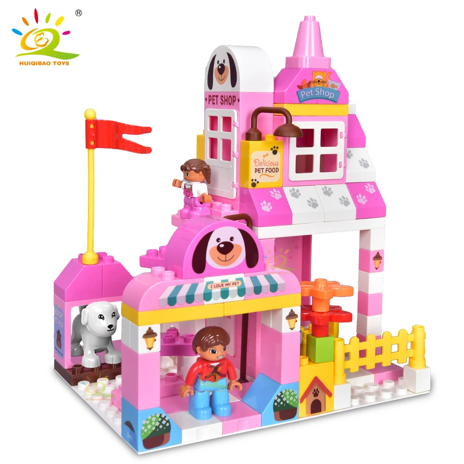 HUIQIBAO 112pcs Pet Store Big Building Blocks Set Large Size City Street View Shop Bricks Educational Toys For Children Gift 
HUIQIBAO 112pcs Pet Store Big Building Blocks Set Large Size City Street View Shop Bricks Educational Toys For Children Gift