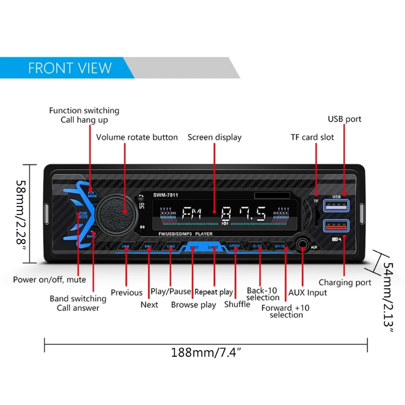 Car Player with USB AUX Ports Car Kits Stereo Aux Input Mp3 USB Digital Display Smart Auto Music Player Stable Transmit
Car Player with USB AUX Ports Car Kits Stereo Aux Input Mp3 USB Digital Display Smart Auto Music Player Stable Transmit