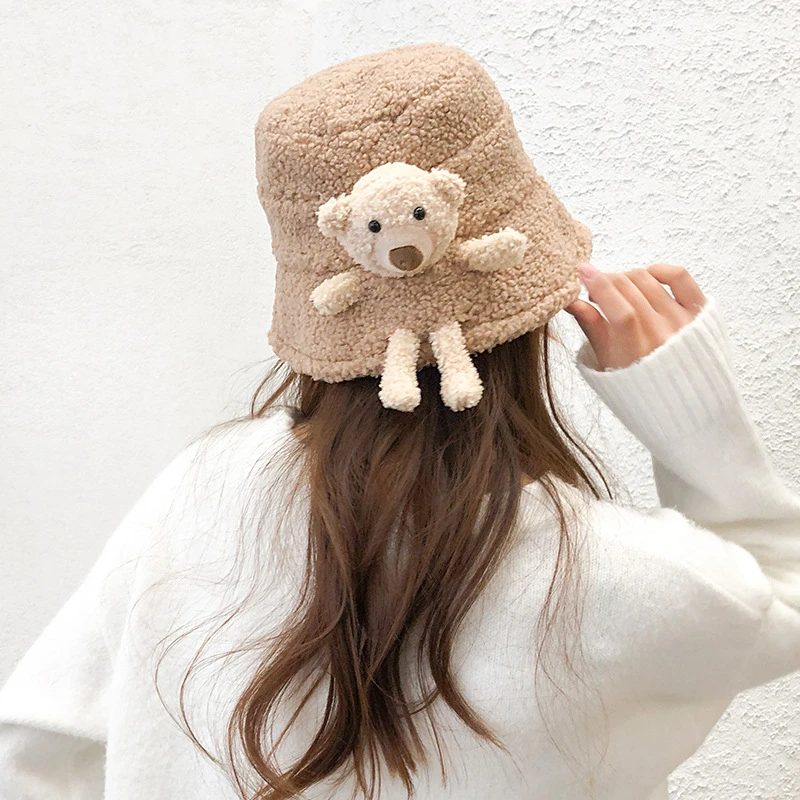 Women Fisherman Cap Winter Bucket Hat Fluffy Plush Warm Cute 3D Stuffed Teddy Bear Wide Brim Harajuku Outdoor Windproof Caps
Women Fisherman Cap Winter Bucket Hat Fluffy Plush Warm Cute 3D Stuffed Teddy Bear Wide Brim Harajuku Outdoor Windproof Caps