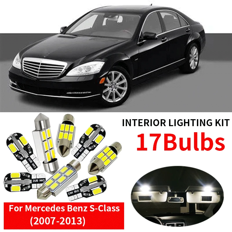 17x Canbus Error Free LED Interior Light Kit Package for 2007-2013 Mercedes Benz S-Class Car Accessories Map Dome Trunk License
17x Canbus Error Free LED Interior Light Kit Package for 2007-2013 Mercedes Benz S-Class Car Accessories Map Dome Trunk License