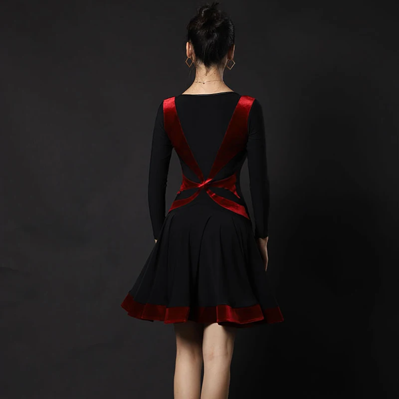 2020 Latin Dance Dress Adult Professional Black Rumba Skirt Modern Perofmrance Dancewear Group Show Costume BL3412 | Тематическая