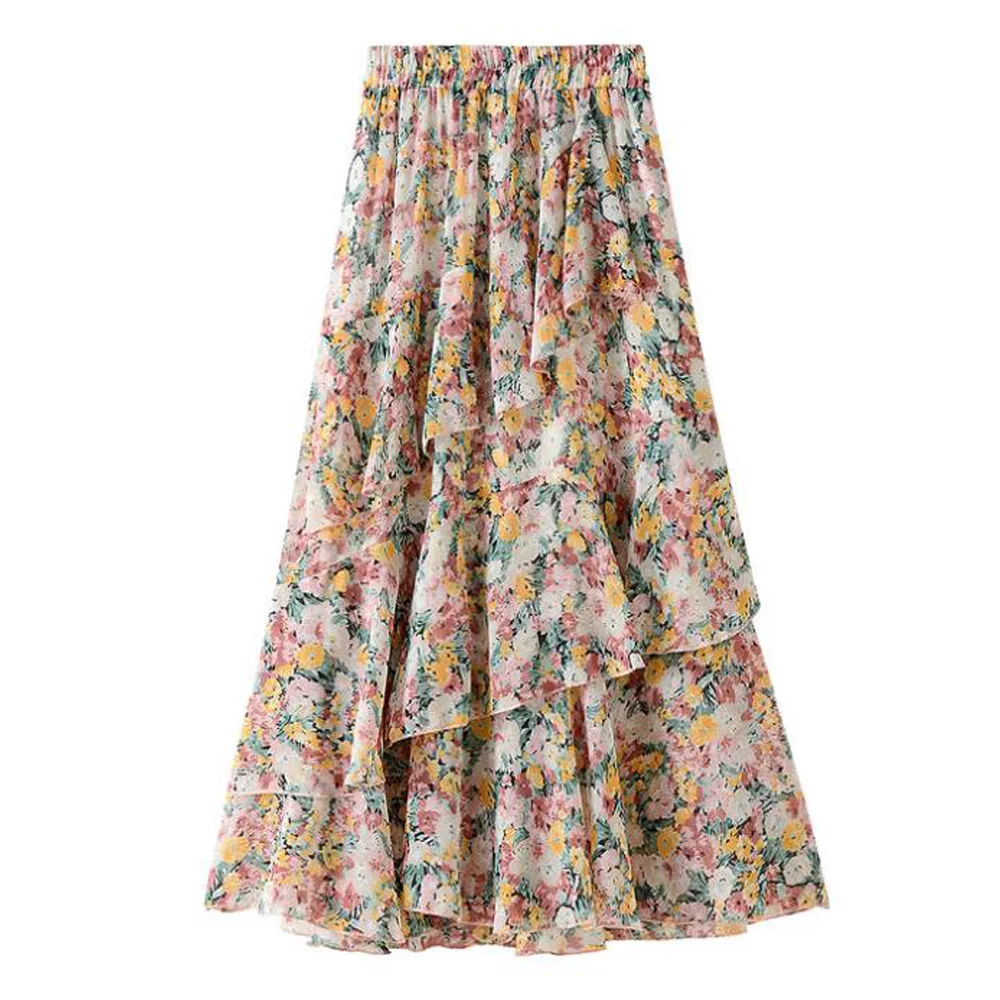 Woman Summer Pleated Skirt Chiffon Black Frill-Tiered Cake-Layer Elegant Women Boho Floral Print Long Skirt Casuals Skirts
Woman Summer Pleated Skirt Chiffon Black Frill-Tiered Cake-Layer Elegant Women Boho Floral Print Long Skirt Casuals Skirts