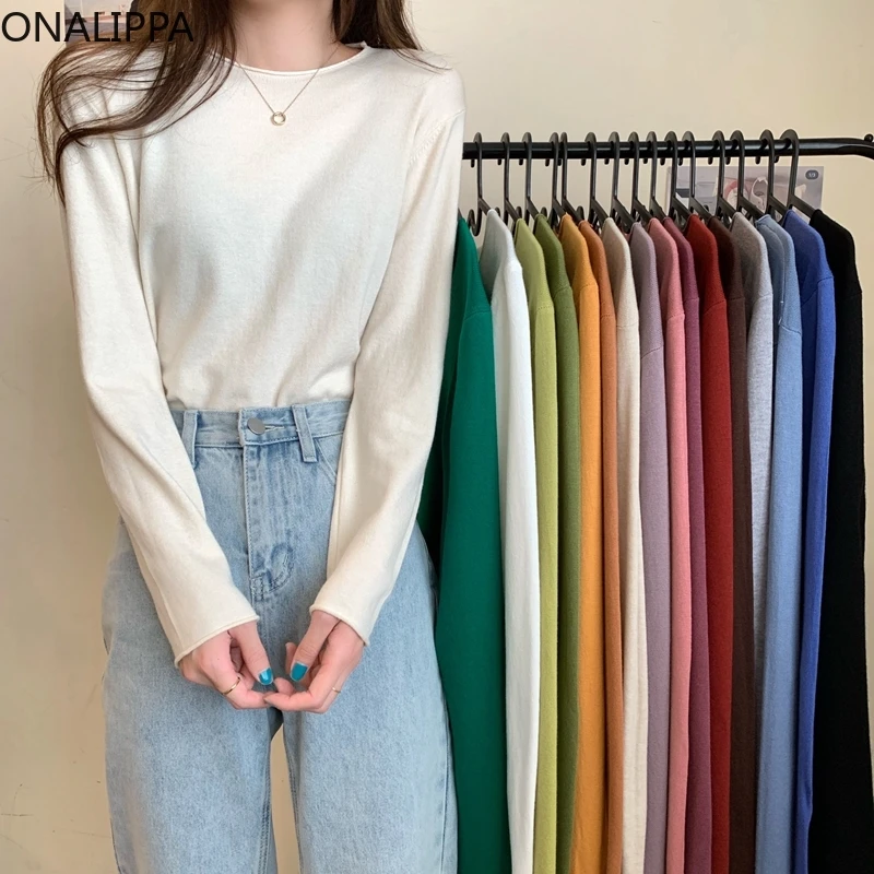 ONALIPPA Women Candy Color Sweater 2021 Autumn Korean Simple Casual Round Neck Crimp Design Loose Long-Sleeved Knitted Pullover
ONALIPPA Women Candy Color Sweater 2021 Autumn Korean Simple Casual Round Neck Crimp Design Loose Long-Sleeved Knitted Pullover