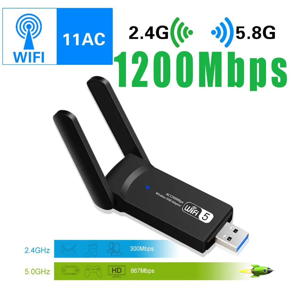 USB 3,0 1200 Мбит/с Wifi адаптер двухдиапазонный 5 ГГц 2,4 ГГц 802.11AC RTL8812BU Wi-Fi антенна донгл сетевая карта для ноутбука Настольный Новый
USB 3,0 1200 Мбит/с Wifi адаптер двухдиапазонный 5 ГГц 2,4 ГГц 802.11AC RTL8812BU Wi-Fi антенна донгл сетевая карта для ноутбука Настольный Новый
