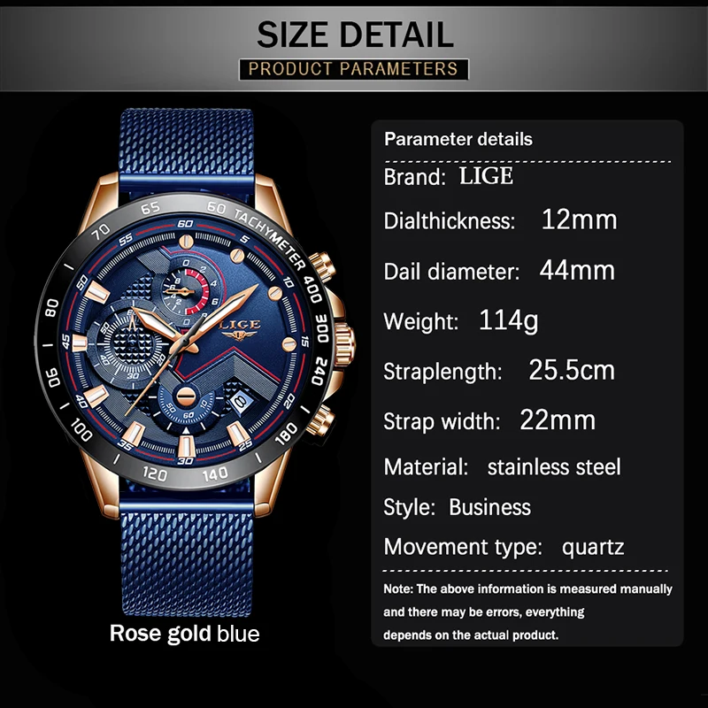 LIGE Fashion Mens Watches Top Brand Luxury WristWatch Quartz Clock Blue Watch Men Waterproof Sport Chronograph Relogio Masculino
LIGE Fashion Mens Watches Top Brand Luxury WristWatch Quartz Clock Blue Watch Men Waterproof Sport Chronograph Relogio Masculino