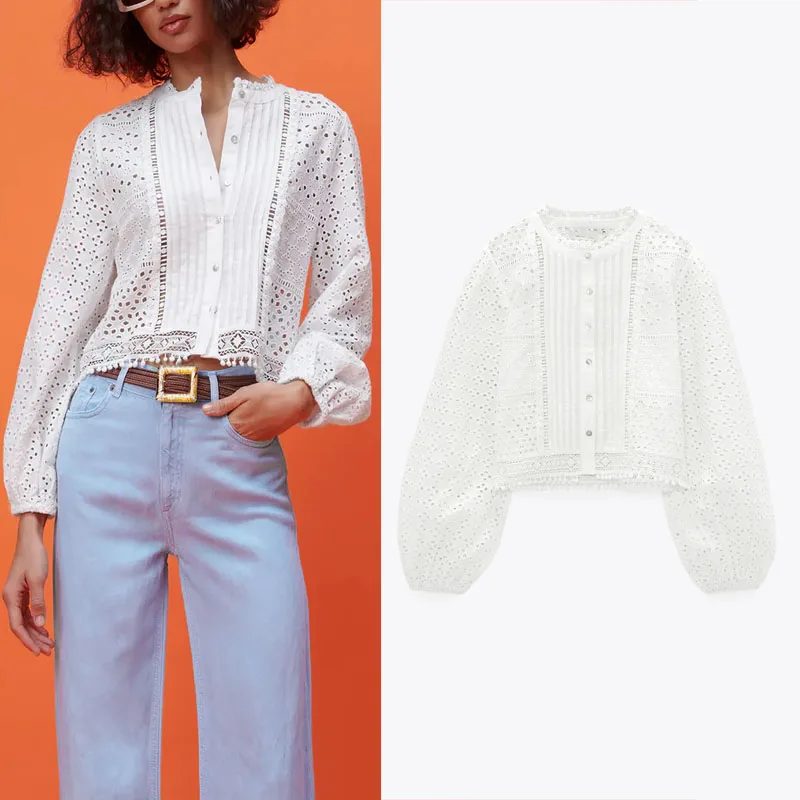 Summer Vintage White Openwork Embroidery Shirts Women Za 2021 Vintage Long Puff Sleeve Top Casual Loose Button Up Woman Blouses
Summer Vintage White Openwork Embroidery Shirts Women Za 2021 Vintage Long Puff Sleeve Top Casual Loose Button Up Woman Blouses
