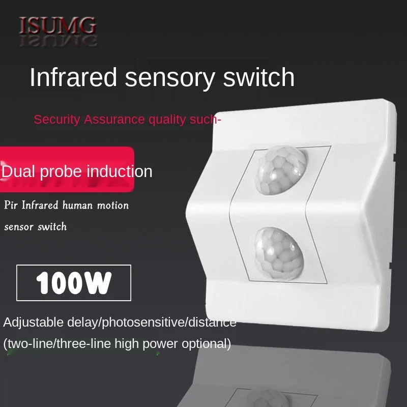 220V Human Body Induction Switch Double Probe 86 Infrared Induction Lamp Time Delay Adjustable with Light Control Corridor
220V Human Body Induction Switch Double Probe 86 Infrared Induction Lamp Time Delay Adjustable with Light Control Corridor