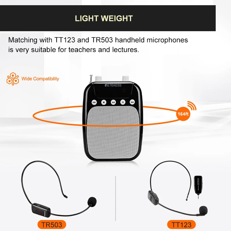RYWER TR623 Megaphone Portable Voice Amplifier Teacher Microphone Speaker FM Recording With Mp3 Player FM Radio TF Card USB
RYWER TR623 Megaphone Portable Voice Amplifier Teacher Microphone Speaker FM Recording With Mp3 Player FM Radio TF Card USB