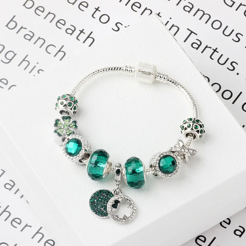 Fit Original Pandoras handmade DIY Green pendant bracelet jewelry charm S925 silver crystal beaded bracelets for Holiday Gifts
Fit Original Pandoras handmade DIY Green pendant bracelet jewelry charm S925 silver crystal beaded bracelets for Holiday Gifts