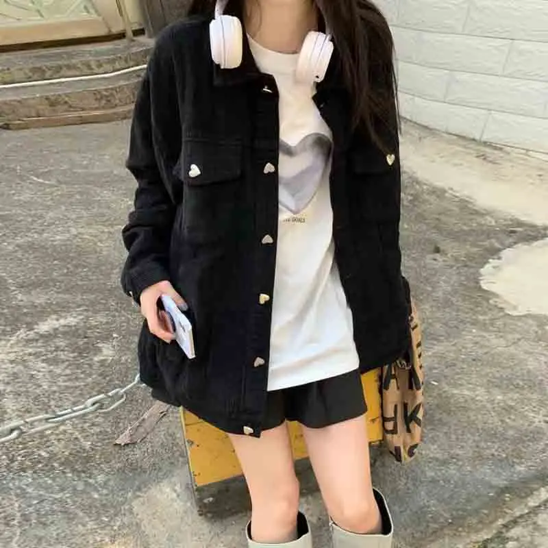 Японская Милая Вельветовая куртка каваи для девушек, осенняя Свободная Повседневная Базовая верхняя одежда, двубортные пальто оверсайз с д... 
Японская Милая Вельветовая куртка каваи для девушек, осенняя Свободная Повседневная Базовая верхняя одежда, двубортные пальто оверсайз с д...