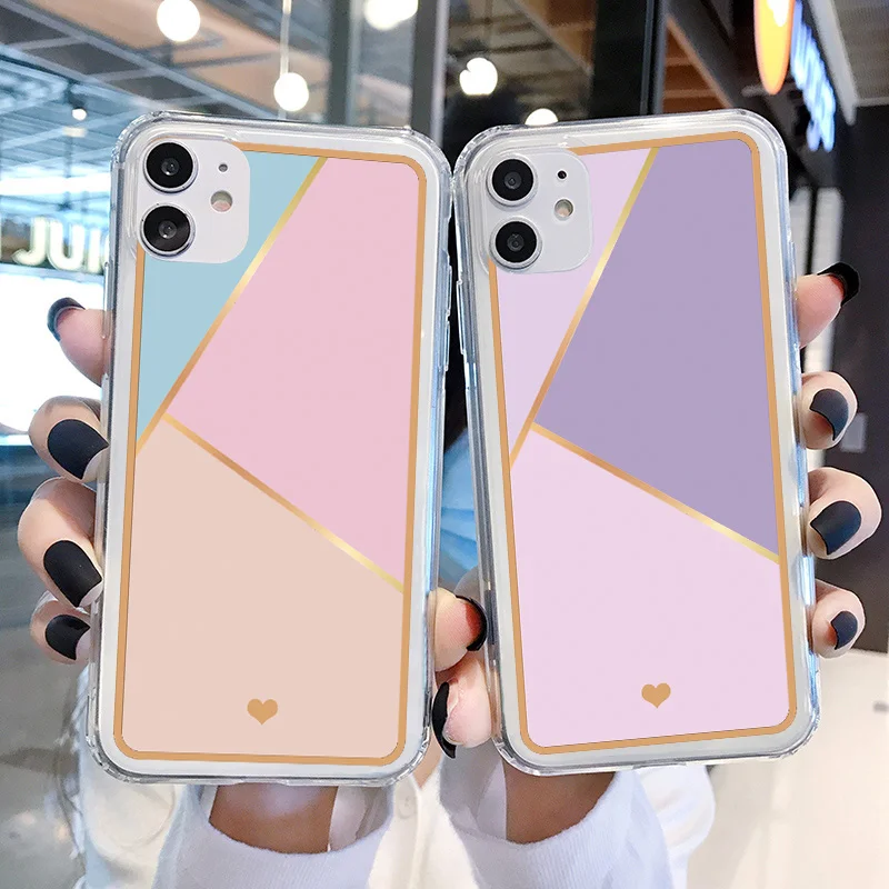 Love Splicing Geometry phone case For iPhone SE2 11 12 Pro Max XR X XS Max X 6s 7 8Plus Soft Candy pink Heart Back Cover Cases
Love Splicing Geometry phone case For iPhone SE2 11 12 Pro Max XR X XS Max X 6s 7 8Plus Soft Candy pink Heart Back Cover Cases