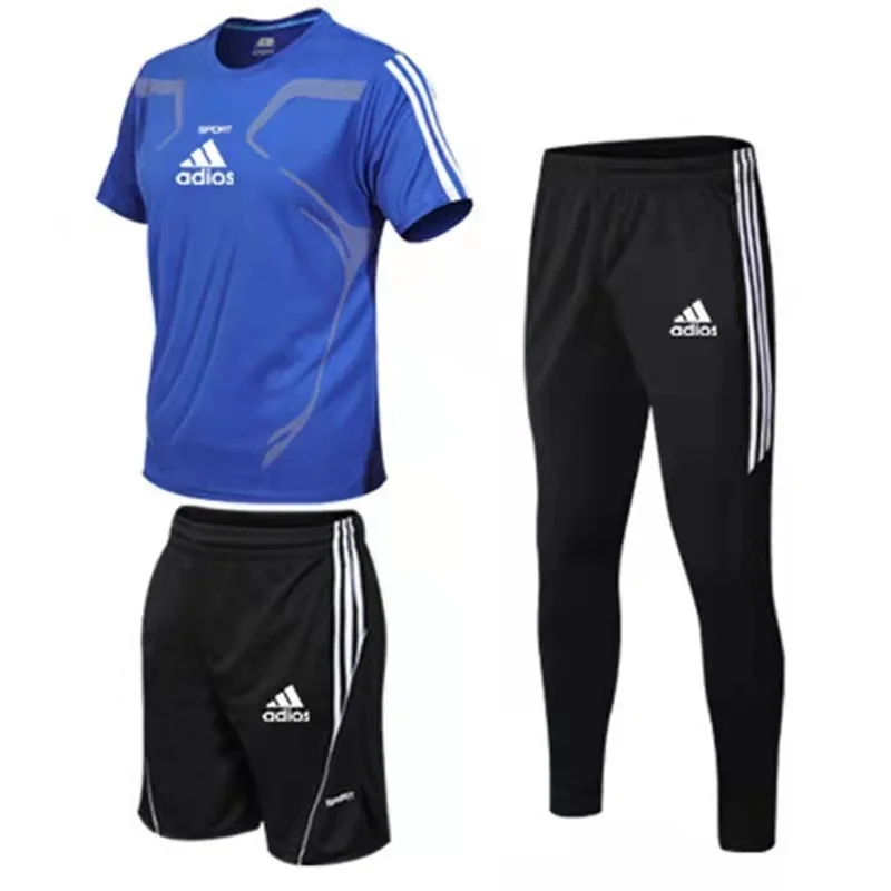 Summer Men's Leisure Sports Fitness Jogging Football Uniform Short Sleeve + Sports Shorts + Sports Trousers Three-Piece Suit
Summer Men's Leisure Sports Fitness Jogging Football Uniform Short Sleeve + Sports Shorts + Sports Trousers Three-Piece Suit