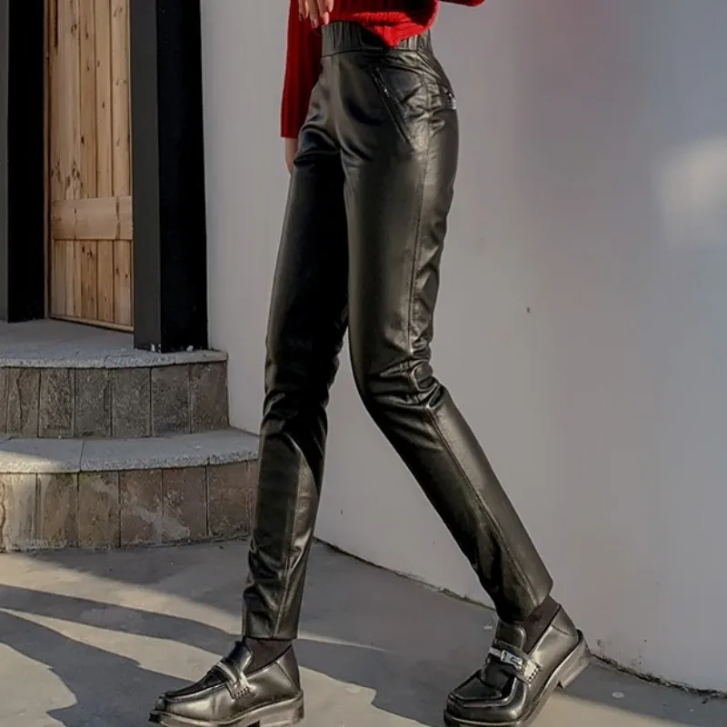 Streetwear Genuine Women Leather Skinny Pants Luxury Elastic High Waist Cowhide Trousers Plus Size 6XL Office Lady Pencil Pants
Streetwear Genuine Women Leather Skinny Pants Luxury Elastic High Waist Cowhide Trousers Plus Size 6XL Office Lady Pencil Pants