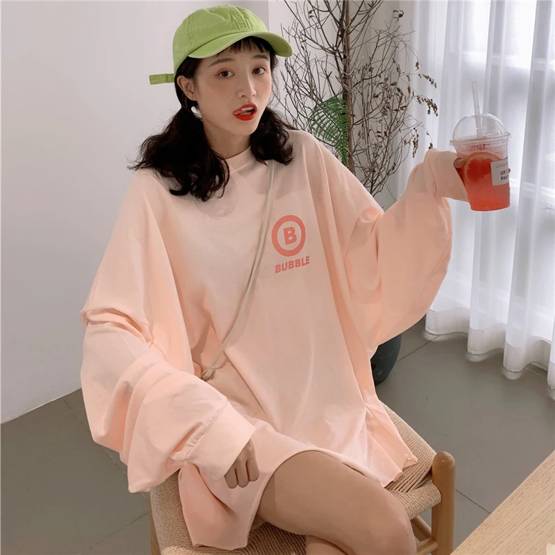 - make south Korean female loose big yards long sleeve T-shirt autumn sweet candy color coat
- make south Korean female loose big yards long sleeve T-shirt autumn sweet candy color coat