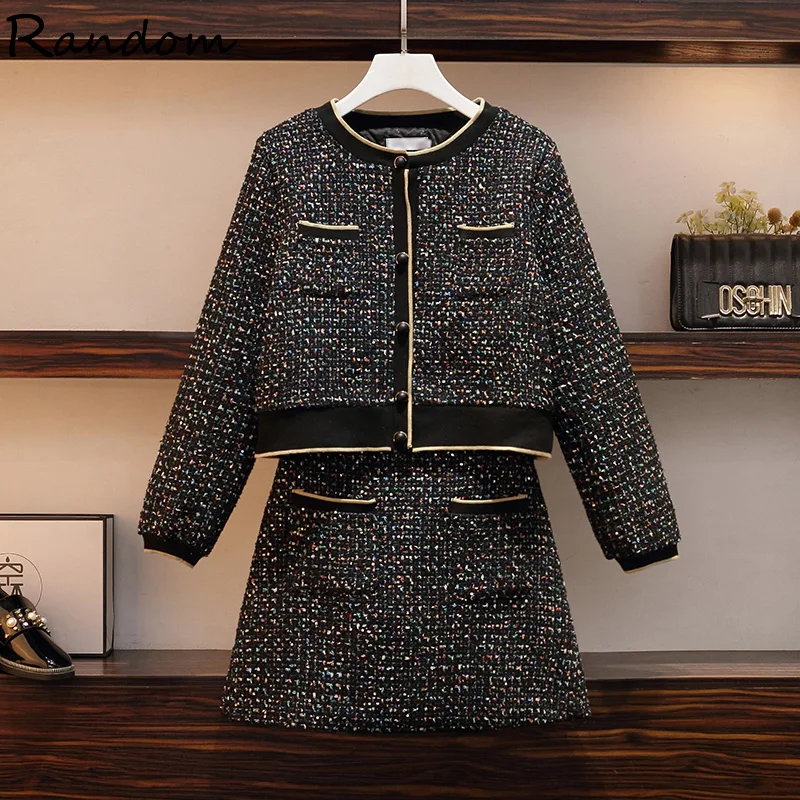 Autumn Winter Women High Quality Tweed Jacquard Office Suit Jacket Coat Top And Pencli Mini Skirt Two Piece Set Plus Size S-4XL
Autumn Winter Women High Quality Tweed Jacquard Office Suit Jacket Coat Top And Pencli Mini Skirt Two Piece Set Plus Size S-4XL