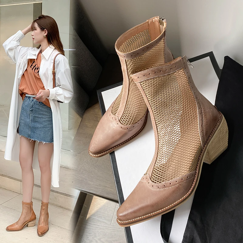 2021 New Cool Boots Genuine Leather Mesh Zipper Female Pumps Spring Summer Pointed Toe Square High Heel Women Shoes Size 34-43
2021 New Cool Boots Genuine Leather Mesh Zipper Female Pumps Spring Summer Pointed Toe Square High Heel Women Shoes Size 34-43