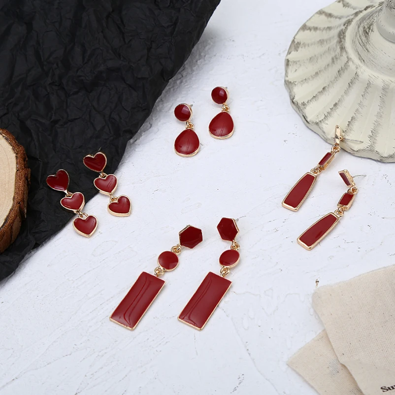Silver Plated Needle Geometric Love Heart Earrings Elegant Jewelry Red Gold Plated Drop Dangle Earrings
Silver Plated Needle Geometric Love Heart Earrings Elegant Jewelry Red Gold Plated Drop Dangle Earrings