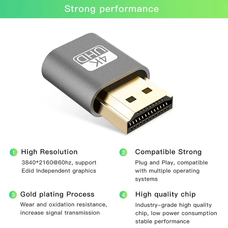 HDMI Virtual Display Adapter Gold Plating HDMI DDC EDID Dummy Plug Headless Ghost Display Emulator Lock Plate Up To 4K 3840*2160 
HDMI Virtual Display Adapter Gold Plating HDMI DDC EDID Dummy Plug Headless Ghost Display Emulator Lock Plate Up To 4K 3840*2160