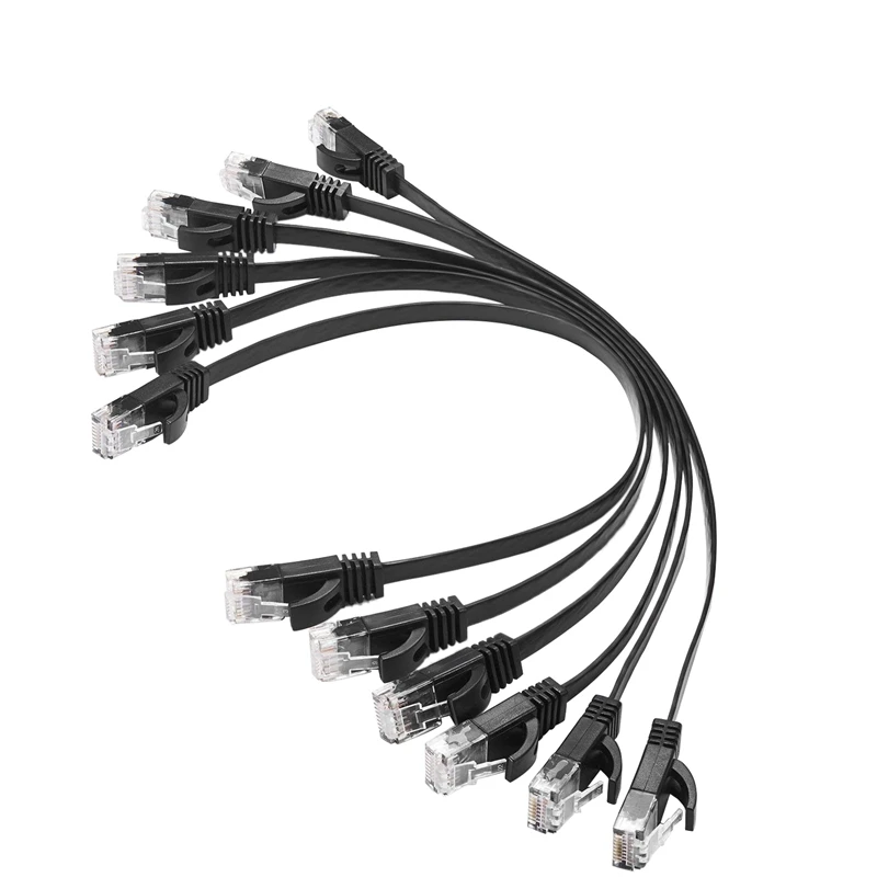 6 шт. 1 фут плоский Интернет сетевой кабель Одноцветный Cat6 высокоскоростной Патч